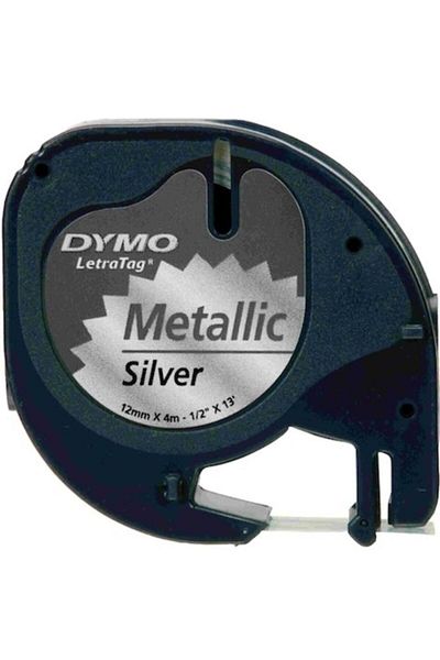 Dymo شريط معدني من Letratag (12 مم × 4 متر) رمادي 10 قطع