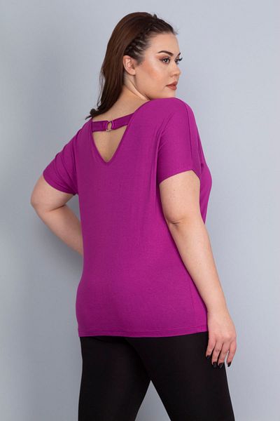 Şans Rückenfreie Viskose-Tunika in Fuchsia für Damen in großen Größen 65n15439