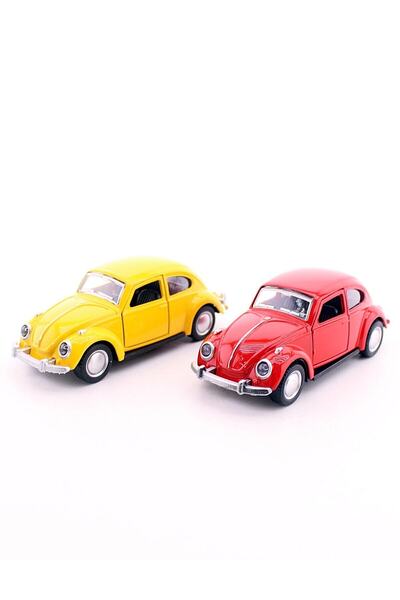 Deco Elit 2 Adet Çek-bırak Metal Vosvos Araba Dıe Cast Büyük Boy 12cm Sarı-kırmızı