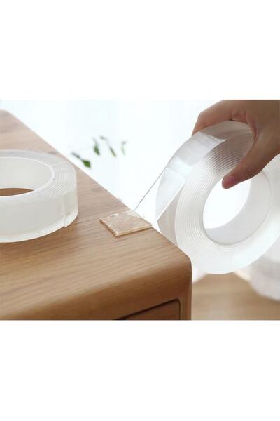 Geseus Nano Çift Taraflı Yıkanıp Tekrar Kullanılabilir Şeffaf Bant 19mmx1mt