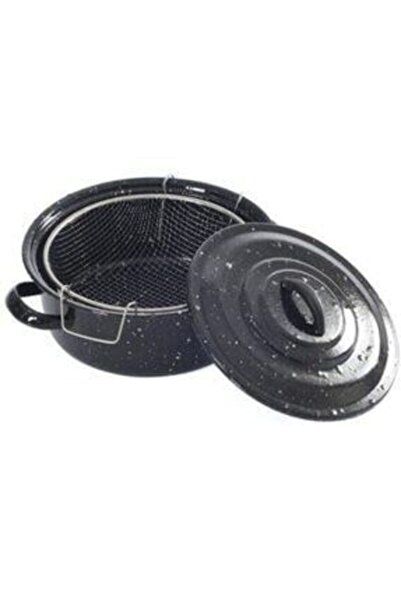 Genel Markalar Siyah Kapaklı Hobistan Emaye Cips Fritöz Kızartma Tenceresi 25cm Derin
