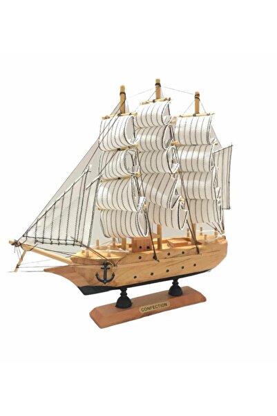 ABC Ahşap Dekoratif Yelkenli Gemi Maketi (35cm)