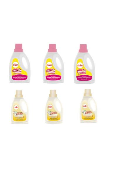 Dalin 3 X 1500 Yumuşatıcı Düş Bahçesi +3 X Deterjan Doğal Sabun Bazlı 1500ml