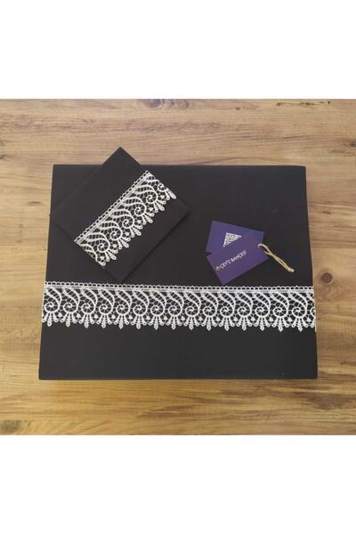 Çeyiz Bahçesi Чорний перлинний двоспальний комплект постільної білизни