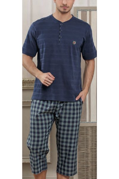 Pelin Pijama Men's Capri Pajama Set - 2702- Khaki
