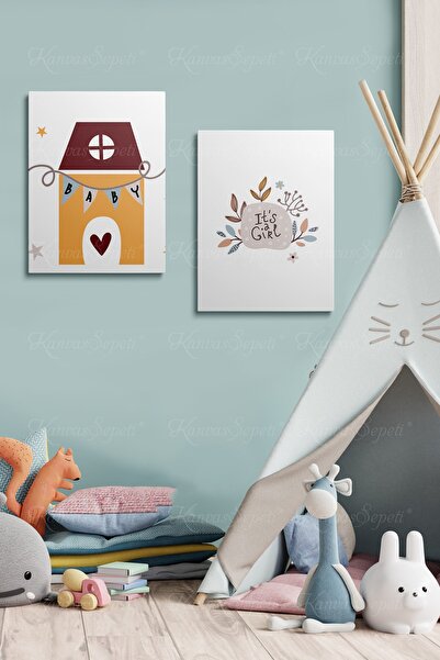 KanvasSepeti Tablou cu rama din panza cu model abstract decorativ pentru came...