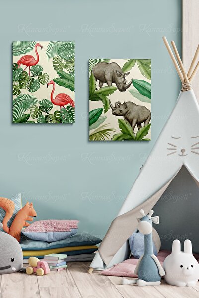 KanvasSepeti Tablou înrămat cu cadru de pânză cu model abstract decorativ pentru camerele băieților și fetelor