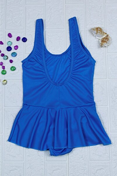 KZN MODA Kız Çocuk Mavi Etekli Elbise Mayo