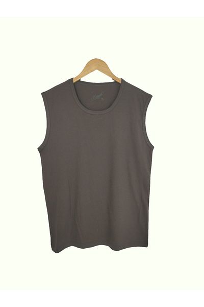 Raf Coll Χακί Basic Αμάνικο T-shirt Ekek 100% Βαμβάκι