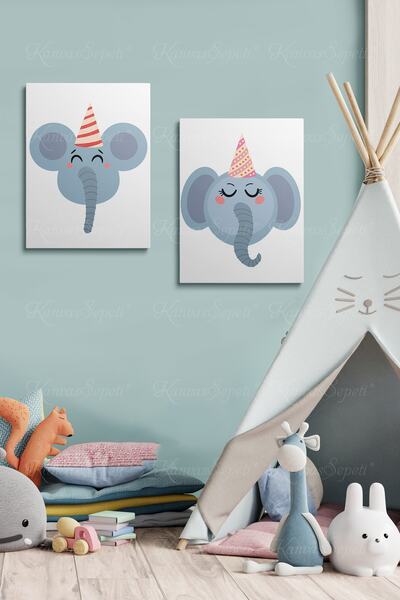 KanvasSepeti Tablou înrămat cu cadru de pânză cu model abstract decorativ pentru camerele băieților și fetelor