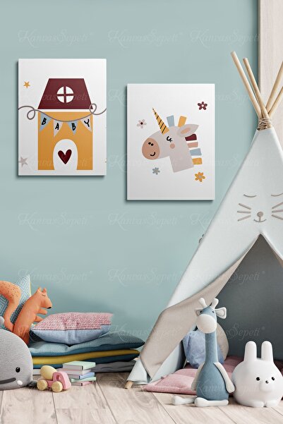 KanvasSepeti Tablou înrămat cu cadru din pânză cu model abstract decorativ pe...