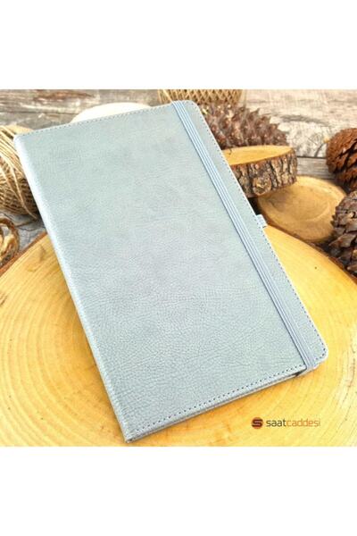 PİGADO Термо шкіряний блокнот сірий + металева ручка-ролер у подарунок