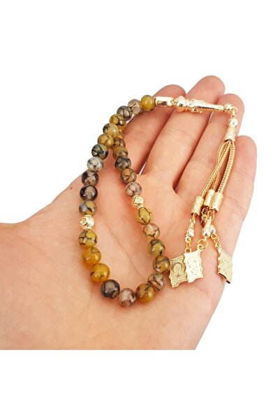 PİGADO Πράσινη πέτρα αχάτη με φλέβες Φυσική πέτρα Ροζάριο