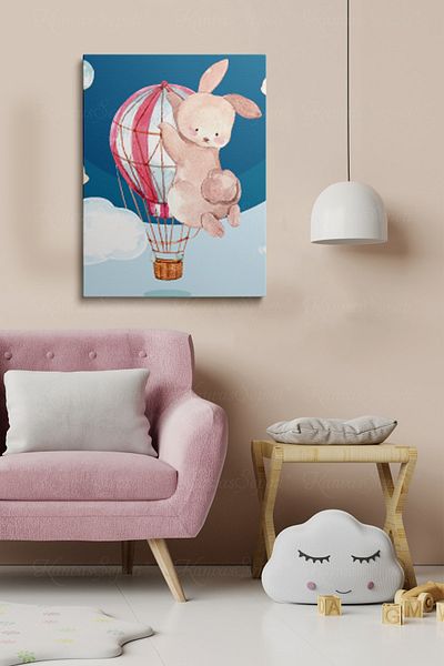 KanvasSepeti Tablou cu rama din panza cu model abstract decorativ pentru camerele copiilor