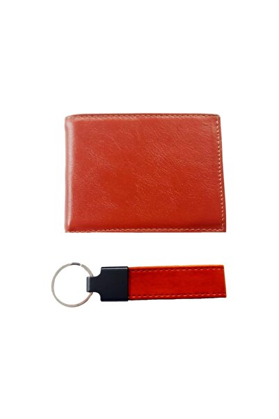 PİGADO Σετ δερμάτινο πορτοφόλι και μπρελόκ σε χρώμα καφέ
