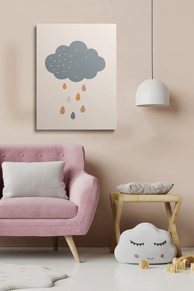KanvasSepeti Tablou înrămat cu cadru de pânză cu model abstract decorativ pentru camerele băieților și fetelor