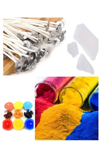 Doğan Hazır Parafin Mum Üretim 1kg Alman Parafini 100 Adet Mum Fitili Fitil Tutacağı  Mum Boyası