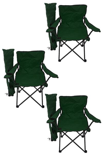 Bofigo 3'lü Kamp Sandalyesi Piknik Sandalyesi Katlanır Sandalye Taşıma Çantalı Kamp Sandalyesi Yeşil