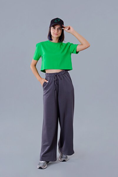nosewear Kadın Yeşil Crop T-shirt