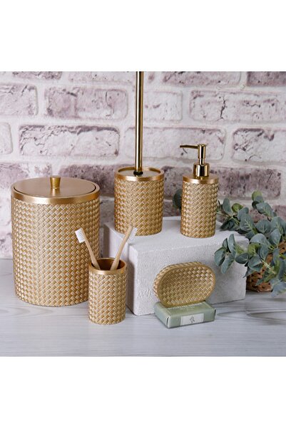 Selim Wicker Banyo Seti Altın
