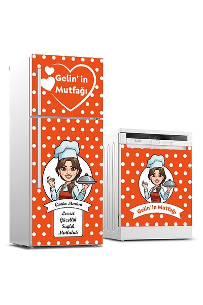 Tilki Dünyası Refrigerator And Dishwasher Set Sticker 0387