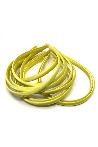 Tahtakaledeyim Kadın 12 Adet Saten Işlemeli Plastik Taç Neon Sarı Renk 1 Cm G...