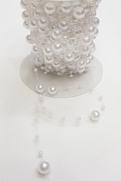 ALAZ TASARIM HOBİ Beyaz Saçaklı Misinalı Inci