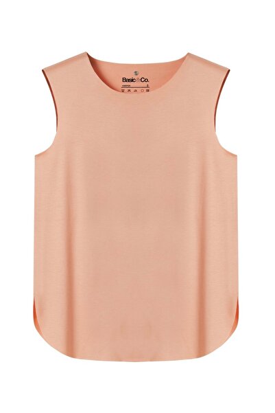 BASIC&CO Harper Pudra Rengi Viskon Kolsuz T- Shirt Atlet