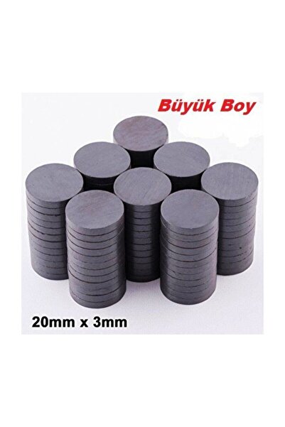 Dünya Magnet 50 Adet 20x3 Büyük Yuvarlak Ferrit Mıknatıs -kokulu Taş-nişan Süsleme Mıknatısı(50'li Paket)