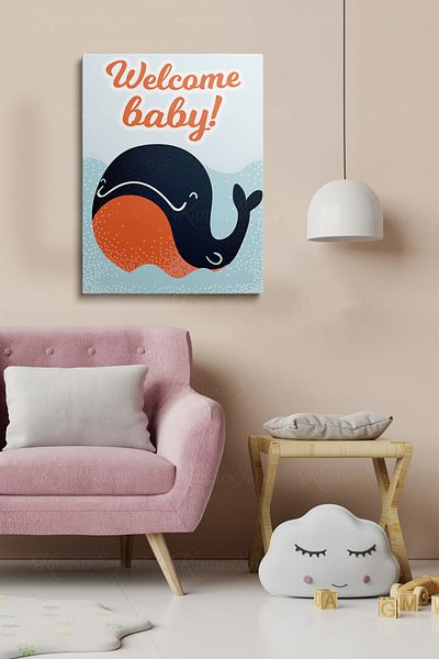 KanvasSepeti Tablou cu rama din panza cu model abstract decorativ pentru camerele baienilor si fete