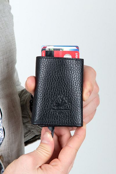 WEST POLO CÜZDAN West Polo 5540 Γνήσιο Δερμάτινο Μηχανισμός Ανδρικό Πορτοφόλι Κάρτας Μαύρο