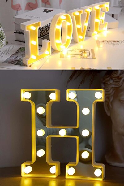 Murido Dekoratif Led Işıklı 3d H Harfi Büyük Boy Organizasyon Doğum Günü Kutlama