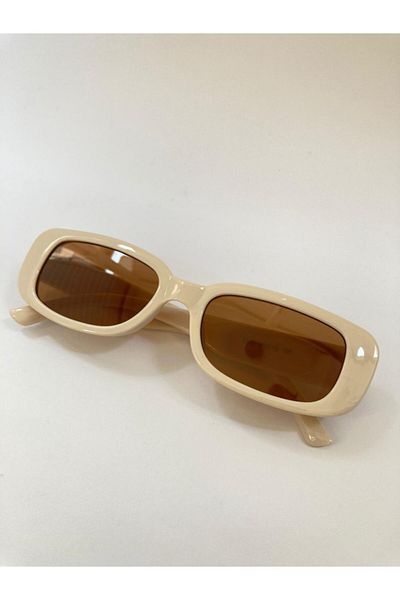 LOOKUP Lookup Unisex Bone Color Frame Brown Glass Square Rectangle Vintage-retro Sunglasses