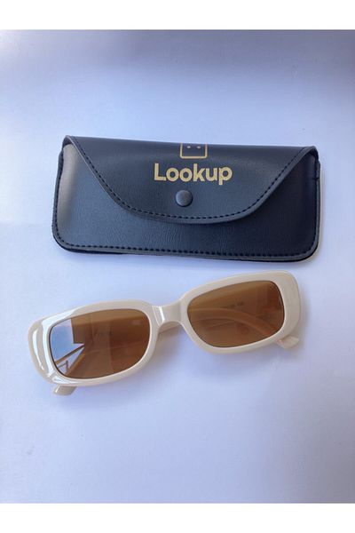 LOOKUP Lookup Unisex Bone Color Frame Brown Glass Square Rectangle Vintage-retro Sunglasses
