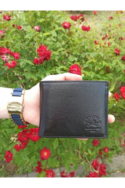 Westpolo Genuine Leather Double Color Sports Model Men's Wallet Black-Sax Blue