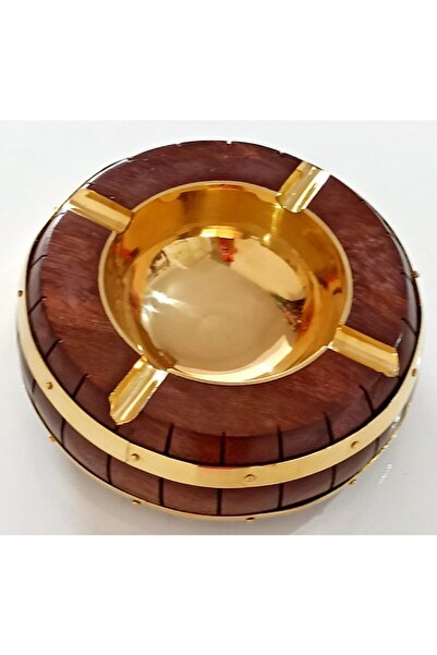 Mixperi Special Design Gift Ashtray Made of Mahogany Wood and Yellow Brass Material