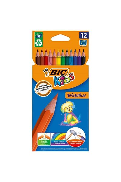 Bic Kids Evolution Dry Crayons, Box of 12