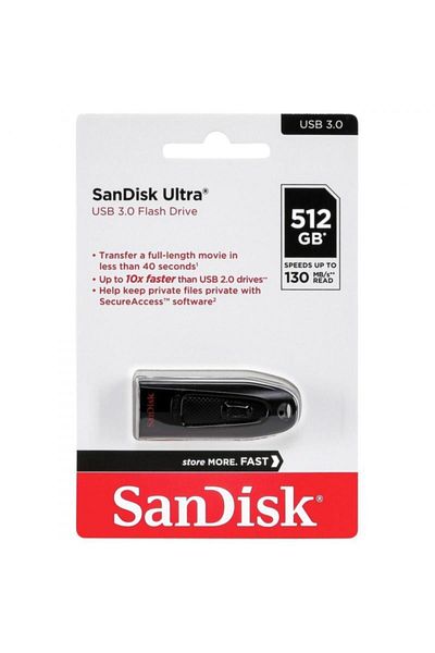 SanDisk ذاكرة فلاش USB 3.0 Ultra - 512 جيجابايت، 100 ميجابايت/ثانية، SDCCZ48-512G-U46