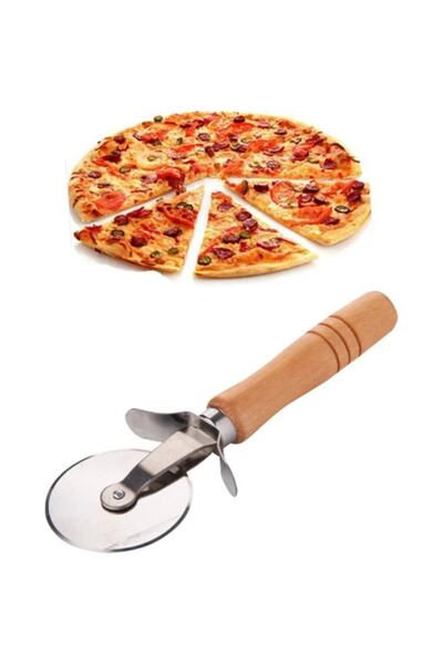Orvila Bamboo Handle Pizza and Dough Cutter Roulette