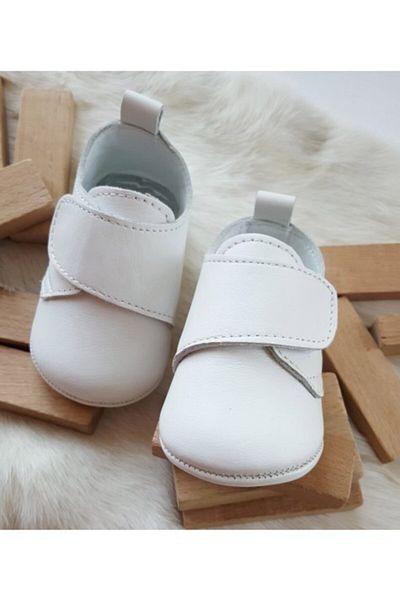 Hodore Genuine Leather White Velcro Moccasin