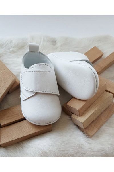 Hodore Genuine Leather White Velcro Moccasin