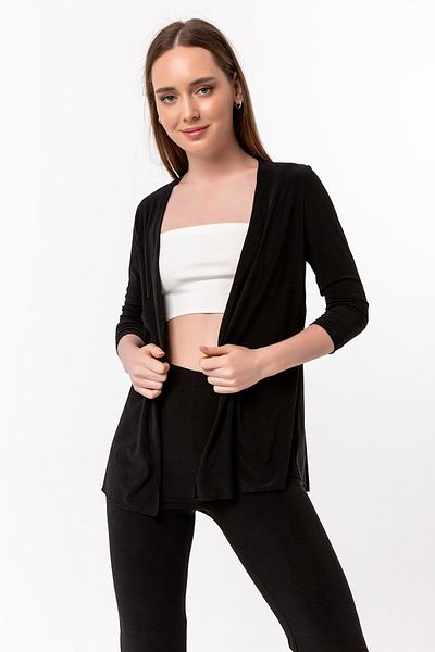 Laranor Γυναικεία Ζακέτα Μαύρη Πλάτη Flounce 19L6561