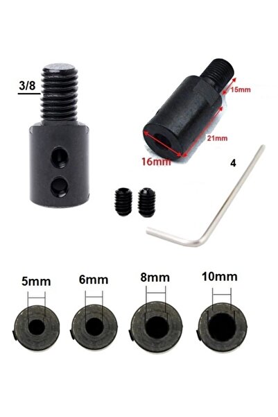 Depolife Mandren Motor Için Bağlantı Şaftı Somunlu Kaplin Adaptör Mandren 5mm-6mm-8mm-10mm Mil Uyumlu 4lü