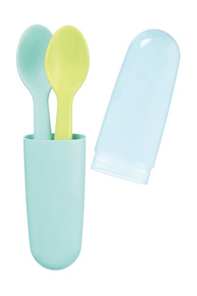 Wee Baby 887 حاوية تخزين ملعقة شوكة باللون الأزرق