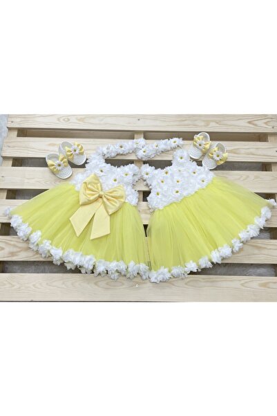 Almira Tasarım Papatyalı Kız Elbise Seti