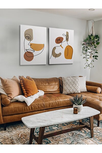 KanvasSepeti Set de 2 Bohemian Bohom Bohe Boho Art Abstract Abstract Pastel T...