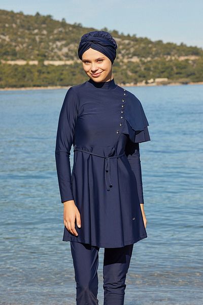 Adasea 4247 Lycra Dark Navy Model Hijab Swimsuit