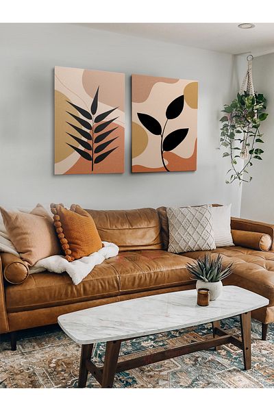 KanvasSepeti Σετ 2 Bohemian Bohom Bohe Boho Art Abstract Abstract Pastel Trend Διακοσμητικά ζωγραφιές σε καμβά σε καμβά