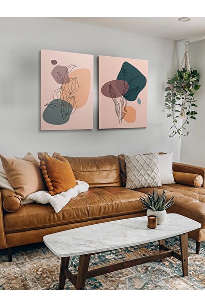 KanvasSepeti 2li Set Bohem Bohom Bohe Boho Art Soyut Abstract Pastel Trend De...