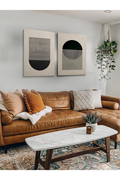 KanvasSepeti 2li Set Bohem Bohom Bohe Boho Art Soyut Abstract Pastel Trend De...